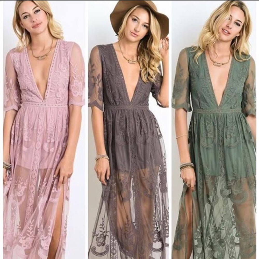 Lace Green Maxi Dress